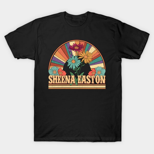 Sheena Flowers Name Easton Personalized Gifts Retro Style T-Shirt by Roza Wolfwings